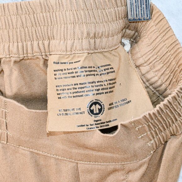 Aiayu Women's Elastic Wasit Crop Pants in Beige Cotton size XS - Picture 8 of 11